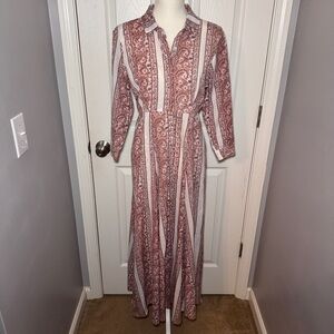Julia Amory Paisley Striped Maxi Shirt Dress